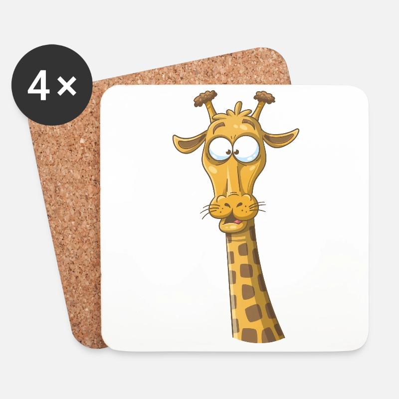 Lustige Giraffe - Untersetzer (4er-Set) - Weiß
