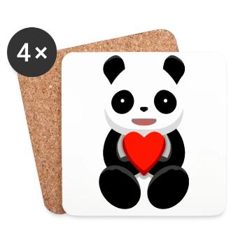 Panda <3 - Coasters (set of 4) - white - Front