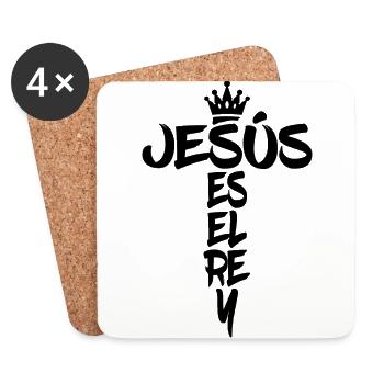 Jesus es el rey Kreuz Geschenk für Christen - Untersetzer (4er-Set) - Weiß - Vorne
