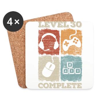 30. Geburtstag Level Complete Gaming - Untersetzer (4er-Set) - Weiß - Vorne