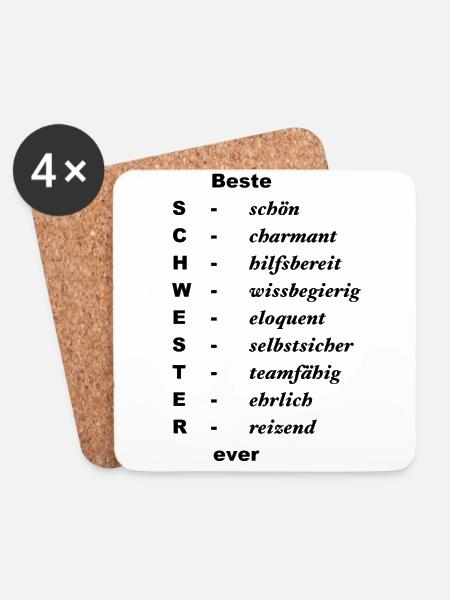 Beste Schwester ever schön, charmant, hilfsbereit - Untersetzer (4er-Set) - Weiß
