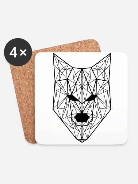 Wolf Geometric - Untersetzer (4er-Set) - Weiß