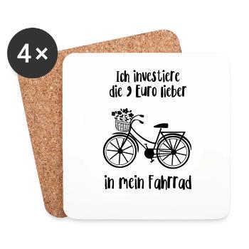 Lustiger Spruch Fahrradfahrer 9 Euro Ticket Bahn - Untersetzer (4er-Set) - Weiß - Vorne