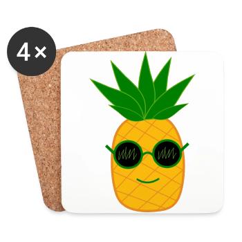 Ananas Sommer Festival - Untersetzer (4er-Set) - Weiß - Vorne