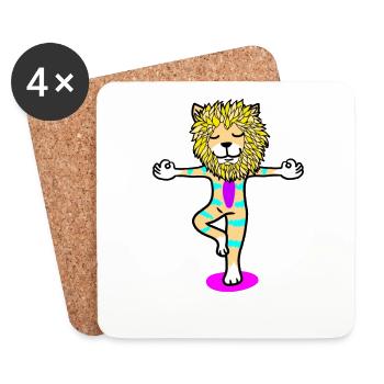 Enfants Yoga Lion Méditation Yogi pour Enfants Coloré - Dessous de verre (lot de 4) - blanc - Devant