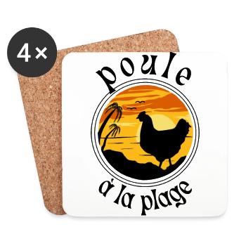 Poule à la plage - Dessous de verre (lot de 4) - blanc - Devant