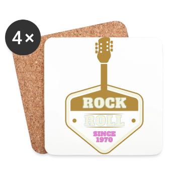 ROCK 'N' ROLL SINCE 1970 - Coasters (set of 4) - white - Front