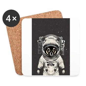 Chihuahua Vintage Astronauten - T-Shirt Design - Untersetzer (4er-Set) - Weiß - Vorne