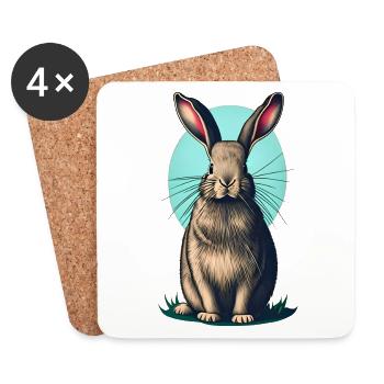 Osterhase mit türkisfarbenem Ei - Untersetzer (4er-Set) - Weiß - Vorne