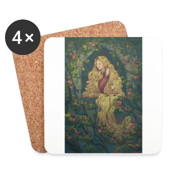 Raiponce et Roses rouges - Dessous de verre (lot de 4) - blanc - Devant