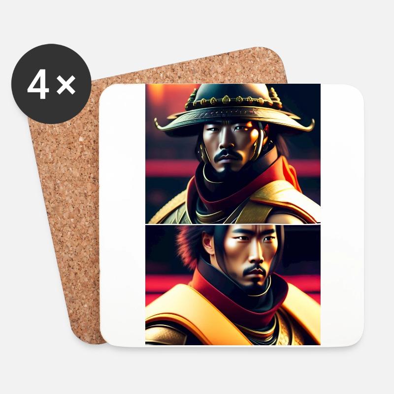 Futuristische Samurai - Untersetzer (4er-Set) - Weiß