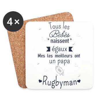 les meilleurs bébés ont un papa Rugbyman - Dessous de verre (lot de 4) - blanc - Devant