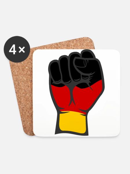 Deutschland Flagge Faust Hand Symbol - Untersetzer (4er-Set) - Weiß