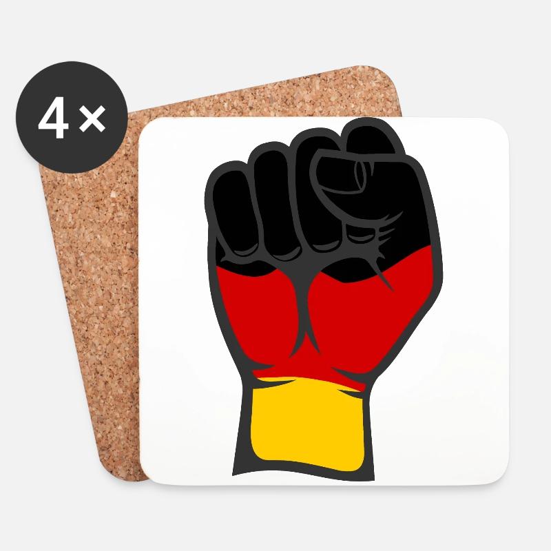 Deutschland Flagge Faust Hand Symbol - Untersetzer (4er-Set) - Weiß