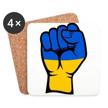 Ukraine Flagge Faust Hand Symbol - Untersetzer (4er-Set) - Weiß - Vorne