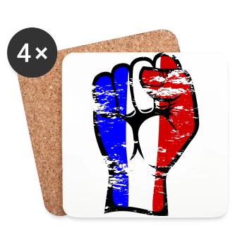 Frankreich Flagge Faust Hand Symbol used - Untersetzer (4er-Set) - Weiß - Vorne