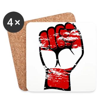 Österreich Flagge Faust Hand Symbol used - Untersetzer (4er-Set) - Weiß - Vorne