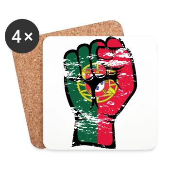 Portugal Flagge Faust Hand Symbol used - Untersetzer (4er-Set) - Weiß - Vorne