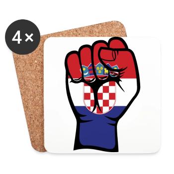 Drapeau de la Croatie Symbole de la main du poing - Dessous de verre (lot de 4) - blanc - Devant