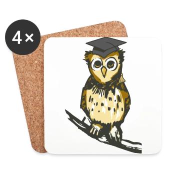Owl Teacher Wise Wise Wisdom Clever Woodland Animals - Coasters (set of 4) - white - Front