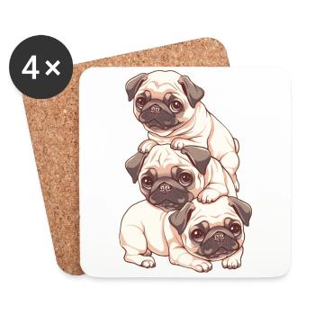 Pile de carlins - Dessous de verre (lot de 4) - blanc - Devant