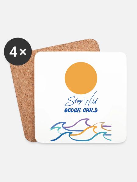 Stay Wild Ocean Child Colorful - Coasters (set of 4) - white