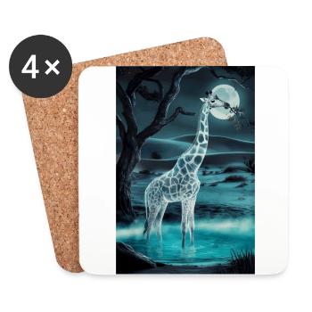 Giraffe im Mondschein - Untersetzer (4er-Set) - Weiß - Vorne