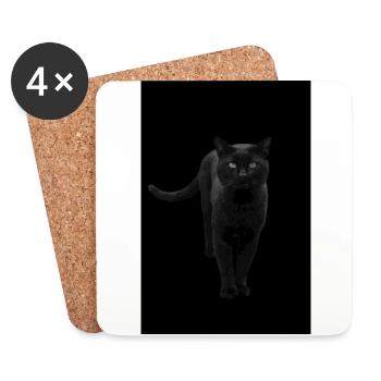 black cat kitten cat - Coasters (set of 4) - white - Front