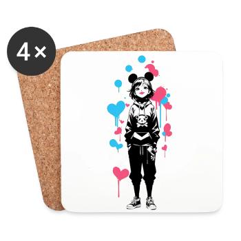 Street Art Fille 23252 - Dessous de verre (lot de 4) - blanc - Devant