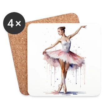 Anmutige Ballerina - Aquarell - Untersetzer (4er-Set) - Weiß - Vorne