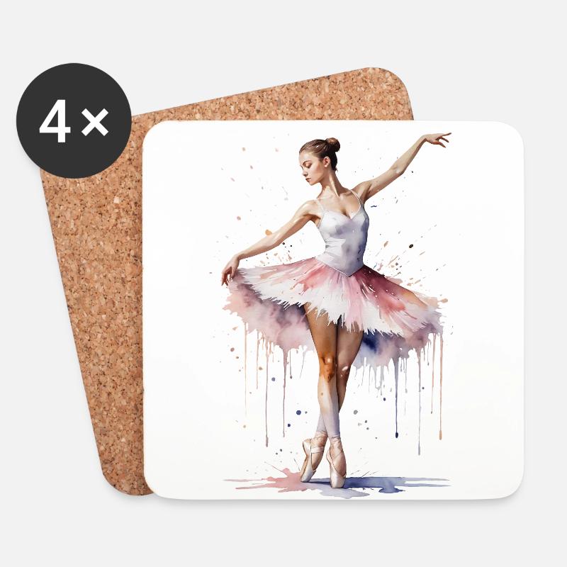 Anmutige Ballerina - Aquarell - Untersetzer (4er-Set) - Weiß