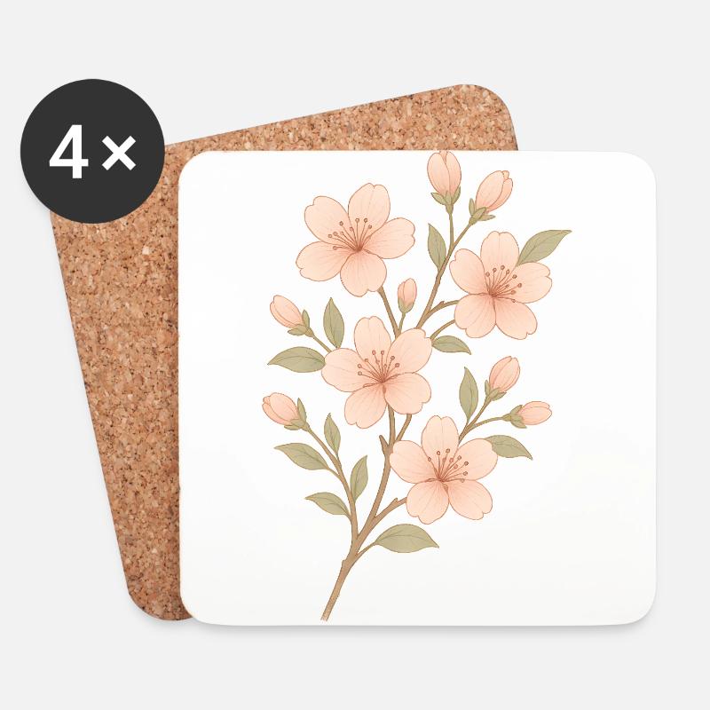 Flowers - Untersetzer (4er-Set) - Weiß