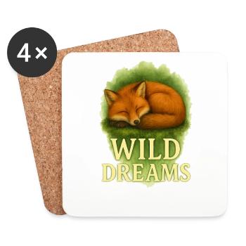 Wild Dreams – Schlafender Fuchs Aquarell Motiv - Untersetzer (4er-Set) - Weiß - Vorne