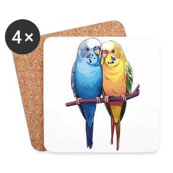 BudgiePair of budgies - Coasters (set of 4) - white - Front