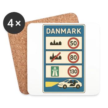 Dänemark Schild Verkehrsregeln Grenze - Untersetzer (4er-Set) - Weiß - Vorne