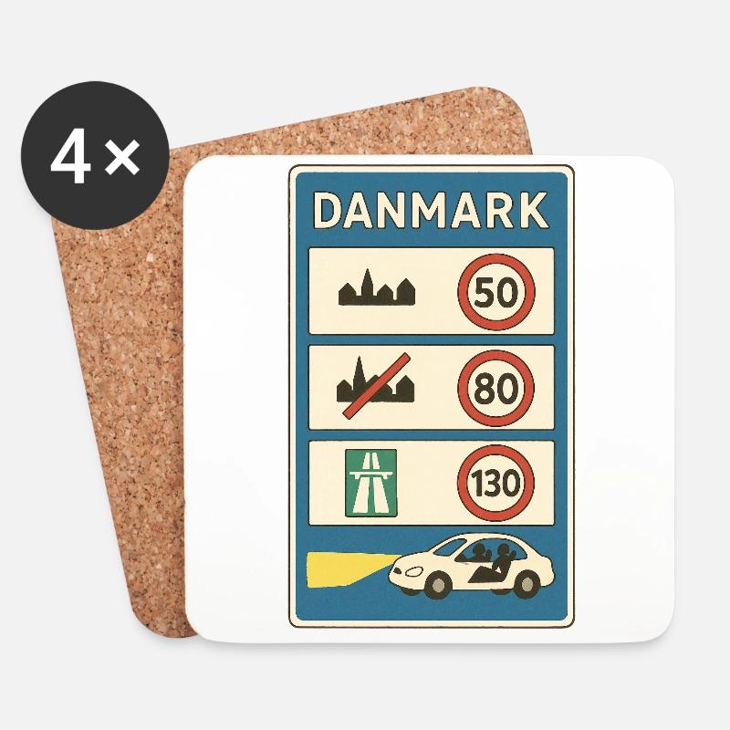 Dänemark Schild Verkehrsregeln Grenze - Untersetzer (4er-Set) - Weiß