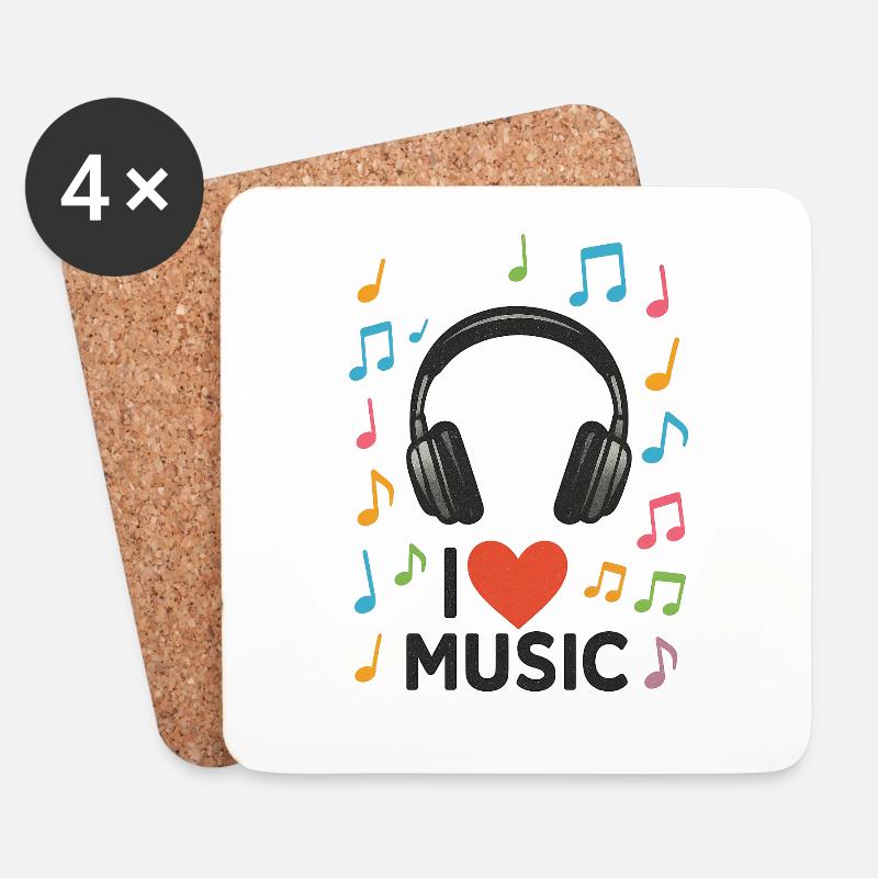 Ich liebe Musik - Untersetzer (4er-Set) - Weiß