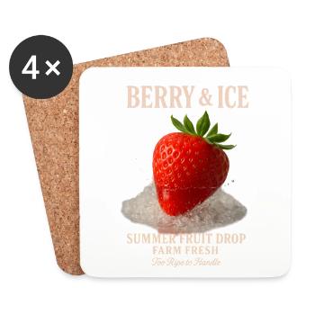 Fraise & Crème glacée - Dessous de verre (lot de 4) - blanc - Devant