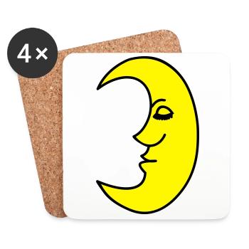 Mond - moon - Untersetzer (4er-Set) - Weiß - Vorne