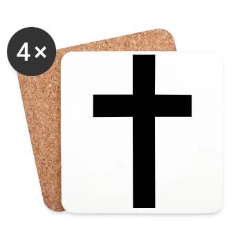 Kreuz - Untersetzer (4er-Set) - Weiß - Vorne