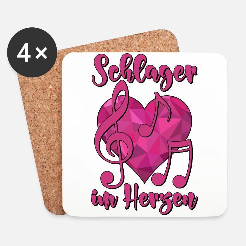 Schlager im Herzen - Untersetzer (4er-Set) - Weiß