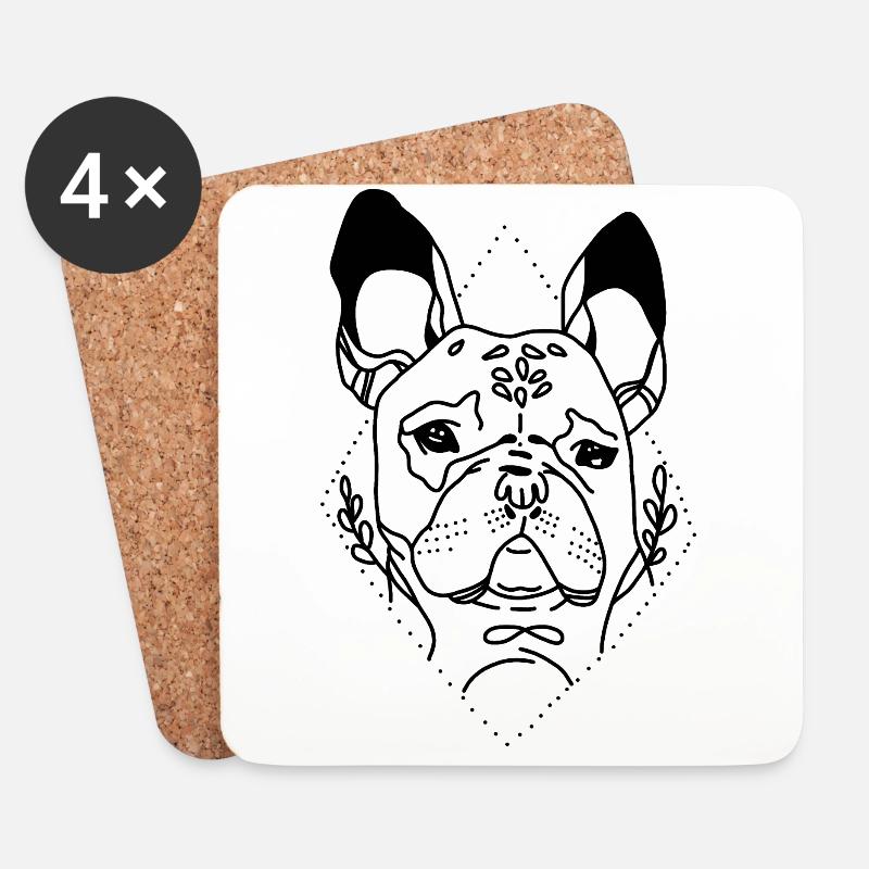Mops Hund Pug - Untersetzer (4er-Set) - Weiß
