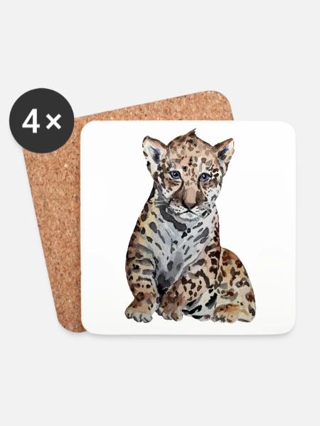 Jaguar Baby - Untersetzer (4er-Set) - Weiß