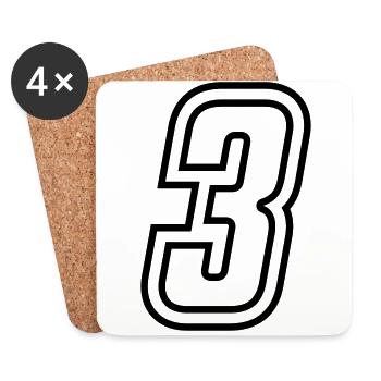 3 Number number - Coasters (set of 4) - white - Front