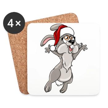 Süßer Hase liebt Weihnachten - Untersetzer (4er-Set) - Weiß - Vorne