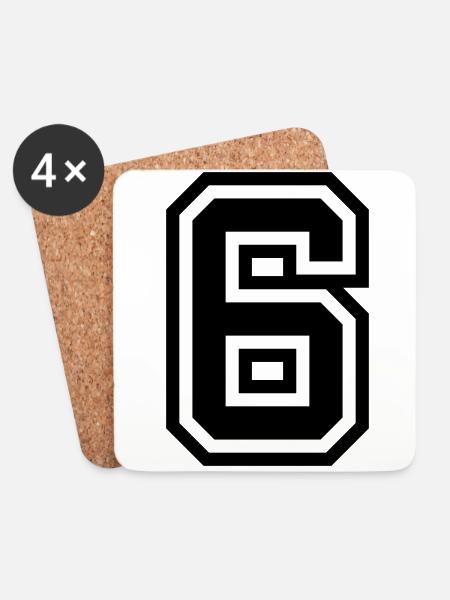 6 Zahl symbol - Untersetzer (4er-Set) - Weiß