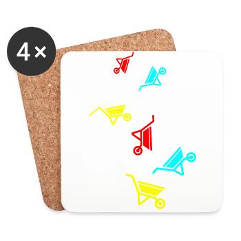 Wheelbarrow symbol - Coasters (set of 4) - white - Front