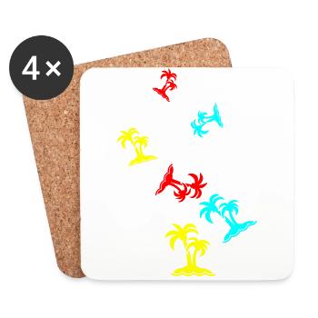 symbole de l’île de palmier - Dessous de verre (lot de 4) - blanc - Devant