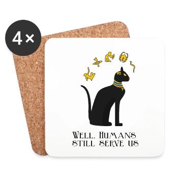 Lustiges Katzendesign mit Hieroglyphen - Untersetzer (4er-Set) - Weiß - Vorne