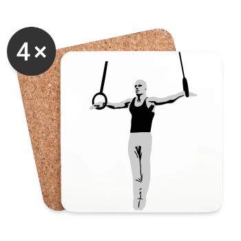 Gymnasts on Rings, Gymnastics - Men's Gymnastics - Coasters (set of 4) - white - Front